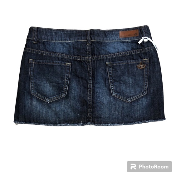 NEW Chaconia Dolls Denim Micro Mini Skirt Womens XL Dark Wash Cotton Preppy - Picture 2 of 10